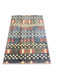 4' x 6' Rectangular Blue Red Stars Striped Patriotic Area Rug isolated on a white background.