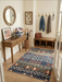 4' x 6' Rectangular Blue & Red Stars Striped Patriotic Area Rug placed in a welcoming entryway.