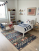 4' x 6' Rectangular Blue & Red Stars Striped Patriotic Area Rug styled in a patriotic kids bedroom.