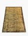 4' x 6' Rectangular Gold Brown Textured Border Modern Area Rug isolated on a white background.