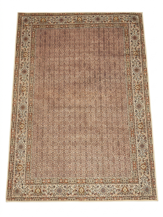 5' x 7' Rectangular Beige & Brown Floral Traditional Washable Area Rug displayed on a plain background.