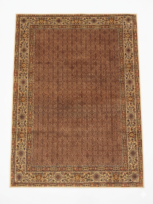 5' x 7' Rectangular Brown & Beige Floral Traditional Washable Area Rug shown on a plain background.
