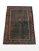 5' x 7' Rectangular Charcoal & Red Minimalist Tribal Border Modern Area Rug styled in a home office with a wooden desk and modern seating.