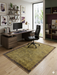 5' x 7' Rectangular Gold & Brown Textured Border Modern Area Rug placed in a modern home office.