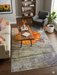 5' x 7' Rectangular Gray Orange Sunflower Floral Rustic Farmhouse Area Rug styled in a living room.