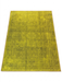 5' x 7' Rectangular Mustard Gold Distressed Medallion Traditional Washable Area Rug shown on a white background highlighting its distressed medallion pattern and rich mustard gold tones.