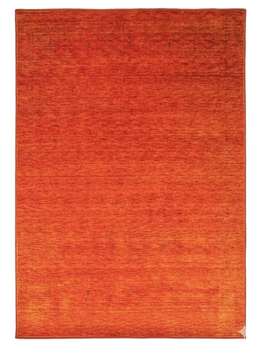 5' x 7' Rectangular Orange Rust Solid Minimalist Modern Area Rug isolated on a white background.