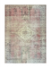5' x 7' Rectangular Pink Gray Distressed Medallion Vintage Traditional Area Rug isolated on a white background.
