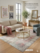 5' x 7' Rectangular Pink Gray Distressed Medallion Vintage Traditional Area Rug styled in a living room.