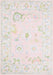 5' x 7' Rectangular Pink Multicolor Floral Traditional Washable Area Rug displayed on a white background, highlighting its delicate floral motifs and pastel pink, green, and blue accents.