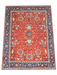 5' x 7' Rectangular Red & Blue Floral Traditional Area Rug shown in a flat product design view.