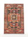5' x 7' Rectangular Rust Orange & Black Tribal Geometric Medallion Traditional Washable Area Rug isolated on a white background.