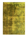 5' x 7' rectangular yellow & green distressed abstract modern area rug isolated on a white background.
