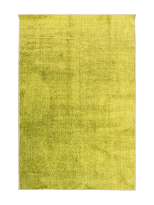 5' x 8' Rectangular Lime Green Solid Contemporary Area Rug isolated on a white background.