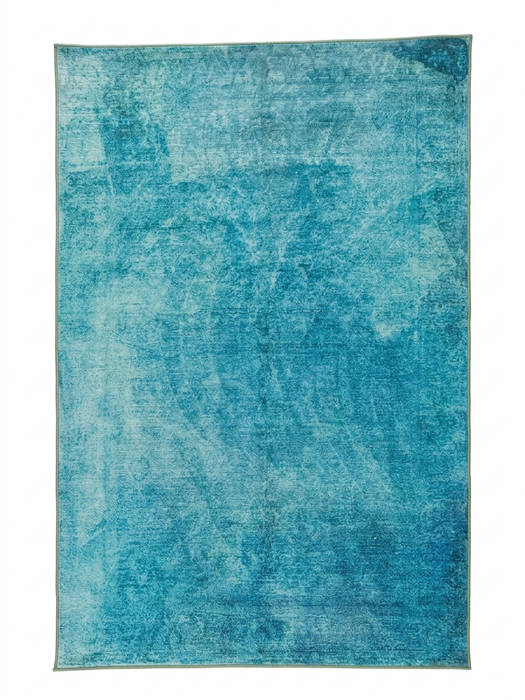 5' x 8' Rectangular Teal & Aqua Distressed Abstract Modern Area Rug isolated on a white background.
