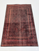 5' x 8' rectangular burgundy & black distressed tribal traditional area rug isolated on a white background.