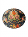 6' Round Black Multi Color Floral Bouquet Vintage Traditional Area Rug isolated on a white background.
