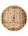 6' Round Ivory Burgundy Floral Medallion Traditional Area Rug isolated on a white background.