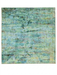 6' x 6' Square Blue Green Distressed Floral Vintage Transitional Area Rug isolated on a white background.