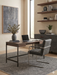 6' x 6' Square Charcoal Gray Textured Minimalist Modern Area Rug placed in a home office with a wooden desk, modern chair, and clean-lined styling.