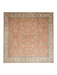6' x 6' Square Peach & Ivory Floral Medallion Traditional Washable Area Rug displayed on a plain background.