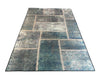 6' x 9' Rectangular Blue & Gray Grid Abstract Modern Area Rug displayed on a plain background.