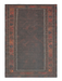 6' x 9' Rectangular Dark Brown & Rust Tribal Border Traditional Washable Area Rug isolated on a white background.