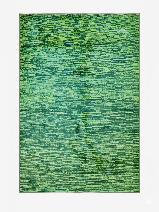 6' x 9' Rectangular Green Distressed Abstract Modern Area Rug isolated on a white background.