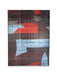 6' x 9' Rectangular Multicolor Red Blue & Charcoal Abstract Geometric Modern Area Rug isolated on a white background.