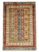 6' x 9' Rectangular Multicolor & Red Striped Tribal Traditional Area Rug isolated on a white background.