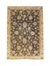 6' x 9' Rectangular Navy & Beige Floral Traditional Washable Area Rug isolated on a white background.
