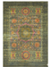 6' x 9' rectangular olive green & multicolor floral medallion traditional area rug isolated on a white background.