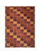 7' x 10' Rectangular Brown & Rust Checkered Geometric Modern Washable Area Rug isolated on a white background.