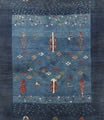 7' x 10' Rectangular Gray Blue Solid Textured Modern Area Rug isolated on a white background.