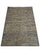 7' x 10' rectangular beige & charcoal textured minimalist modern area rug isolated on a white background.