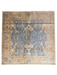 7' x 7' Square Blue Beige & Ivory Geometric Traditional Area Rug isolated on a white background.