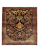 7' x 7' Square Burgundy Gold Floral Medallion Traditional Area Rug isolated on a white background.