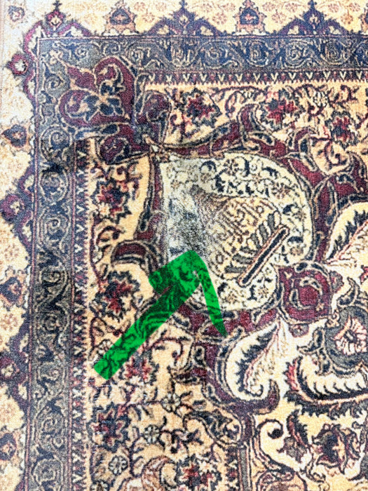 7' x 9' Rectangular Beige & Burgundy Floral Traditional Area Rug detailed close-up showcasing intricate floral patterns.