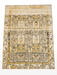 7' x 9' Rectangular Ivory & Gold Tribal Geometric Traditional Area Rug placed in a bright living room with neutral sofas and warm wood flooring.