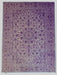 7' x 9' Rectangular Ivory & Purple Floral Medallion Traditional Area Rug isolated on a white background.