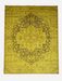 7' x 9' Rectangular Mustard Gold & Brown Distressed Medallion Traditional Washable Area Rug displayed on a plain background.