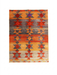 7' x 9' Rectangular Orange Multi Color Geometric Tribal Southwestern Area Rug isolated on a white background.