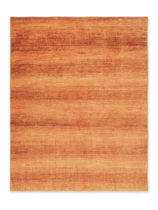 7' x 9' Rectangular Orange Terracotta Distressed Solid Modern Area Rug isolated on a white background.
