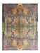 7' x 9' Rectangular Purple & Multicolor Medallion Distressed Traditional Area Rug shown in a flat product design view.