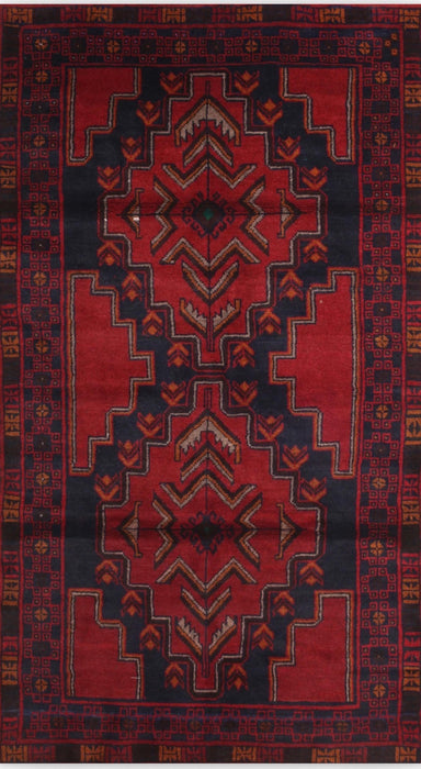 5' x 7' Rectangular Blue & Gold Medallion Distressed Traditional Area Rug shown in a flat product design view.