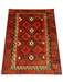 7' x 9' Rectangular Red Geometric Tribal Southwestern Area Rug isolated on a white background.