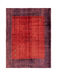 7' x 9' Rectangular Red Purple Solid Border Contemporary Area Rug isolated on a white background.