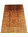 7' x 9' Rectangular Rust Gold Distressed Floral Medallion Vintage Traditional Area Rug isolated on a white background.