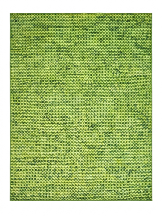 7' x 9' rectangular green textured micro dot modern area rug isolated on a white background.