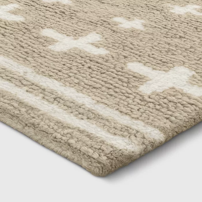 Size 5'x7' Beige Elata Hand Made Shag Rug